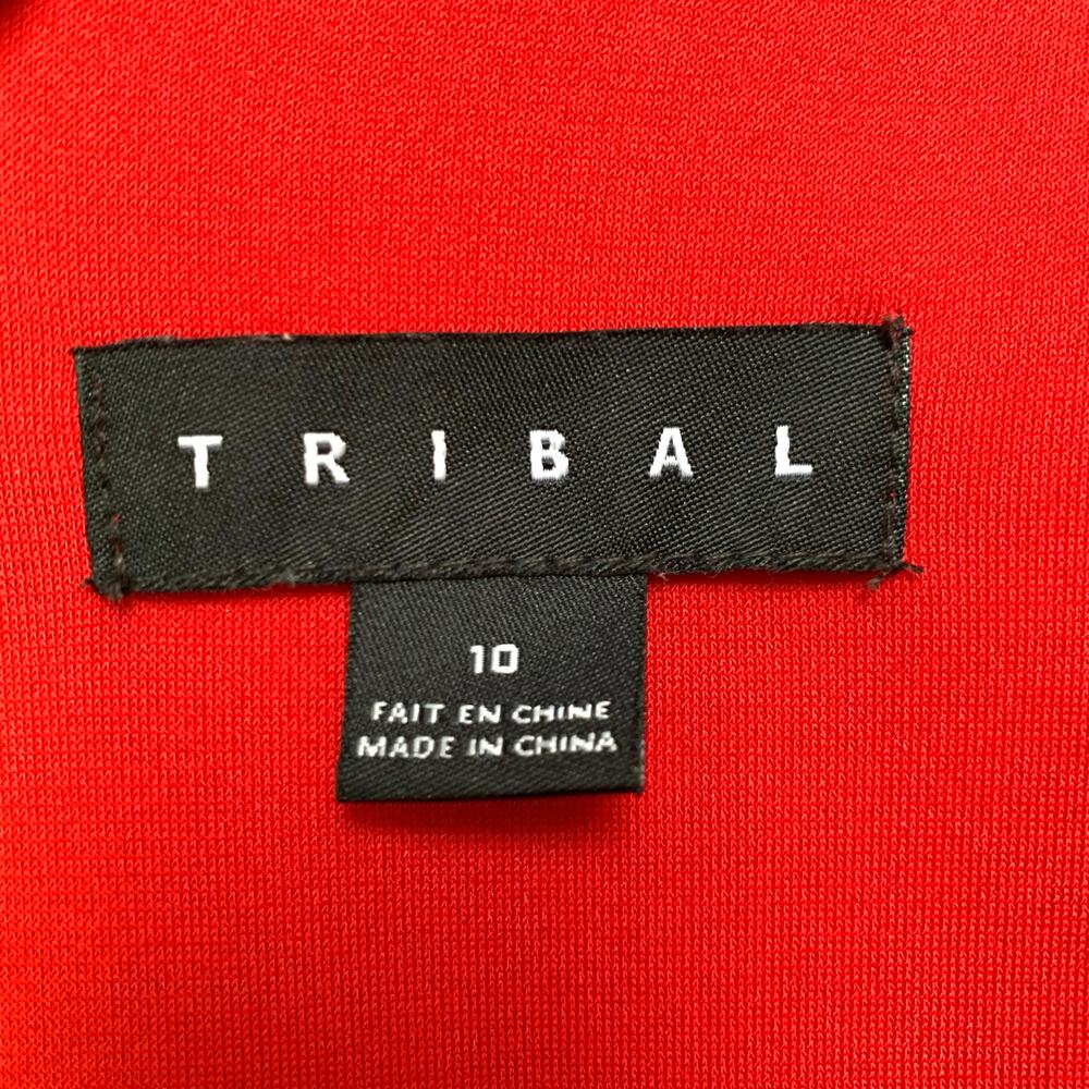 Tribal Red Long Sleeve Dress Size 10 - Picture 6 of 6